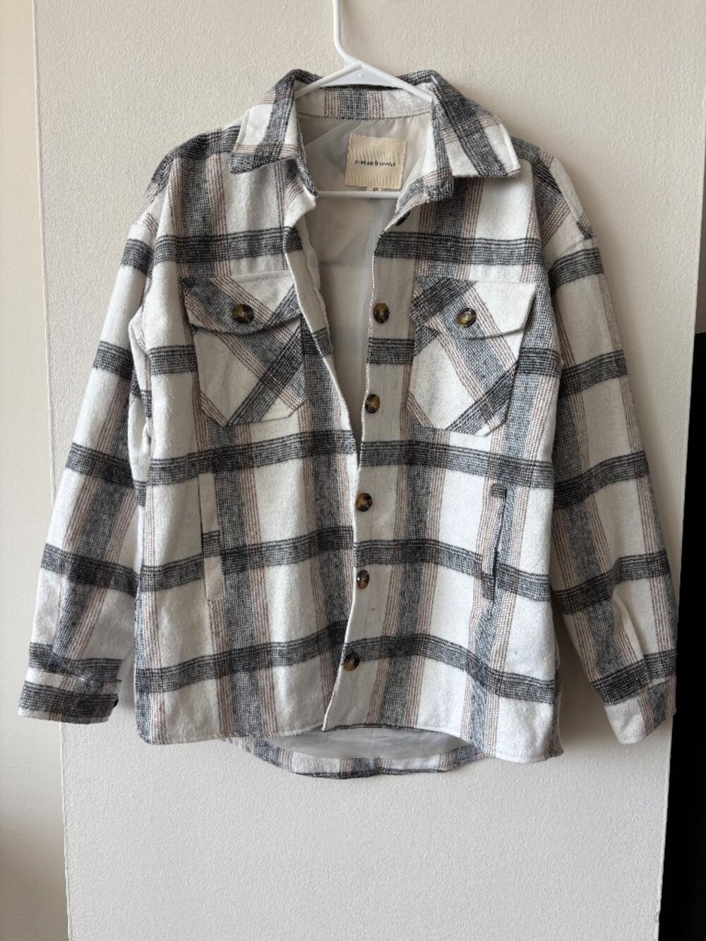 Thread & Supply Plaid Cream Jacket - Size XS